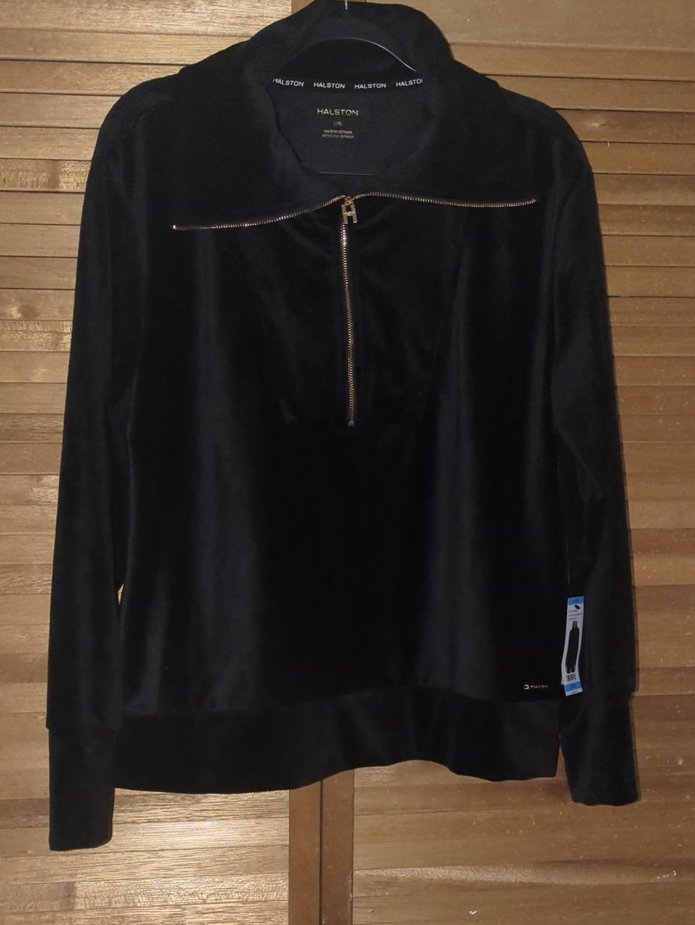 Halston Velour Quarter Zip Sweater NWT